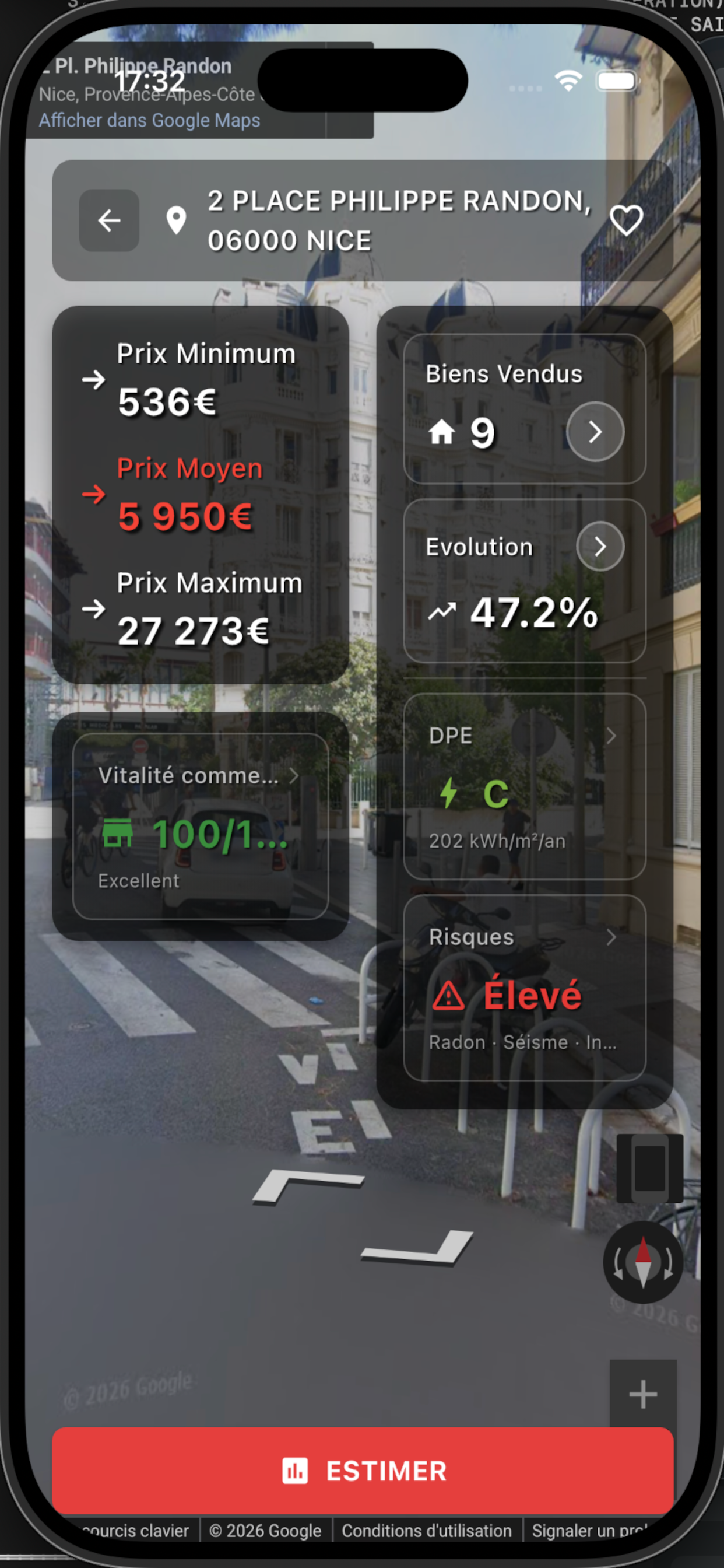 Estimation sur carte