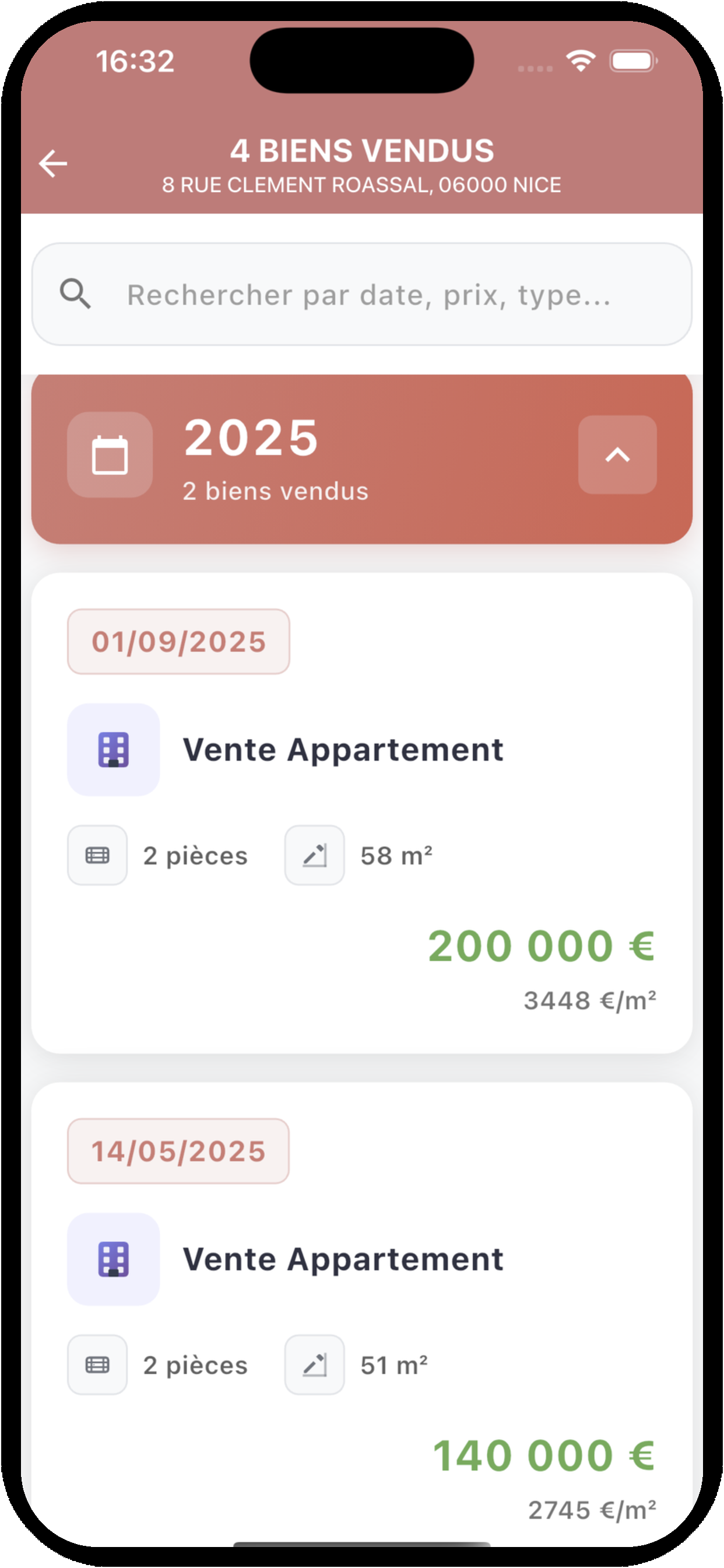 Biens vendus à proximité